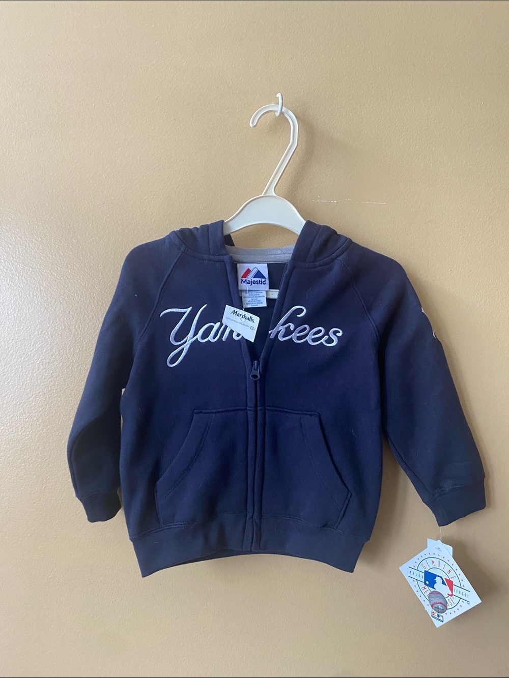Majestic Navy Yankees Kids Zip Hoodie